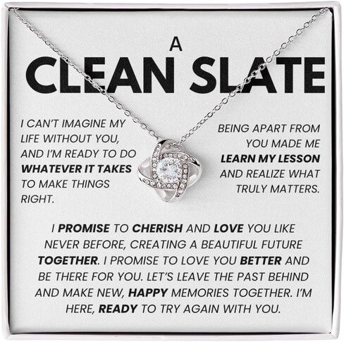 A Clean Slate Love Knot Necklace for Women, Romantic Apology Gift with Heartfelt Message Card in Saudi Arabia