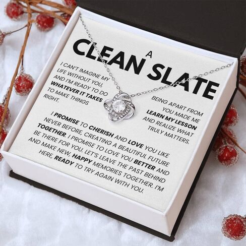 A Clean Slate Love Knot Necklace for Women, Romantic Apology Gift with Heartfelt Message Card in Saudi Arabia