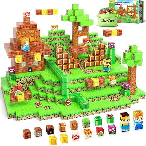 Magnetic Blocks - Build Mine Magnet World Forest Mine Set Magnet Building Blocks Kids Toys for 3+ Year Old Boys & Girls 1'' Magnetic Cubes STEM Sensory Building Toys Kids Game Xmas Gifts in Kuwait