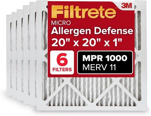 Filtrete 20x20x1 Air Filter MPR 1000 MERV 11, Allergen Defense, 6-Pack (exact dimensions 19.69x19.69x0.81) in Kuwait