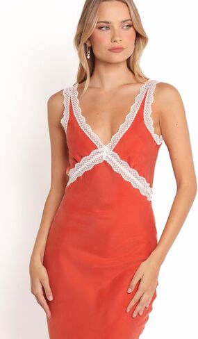 Petal & Pup Women's Andie Midi Dress Blood Orange in Kuwait