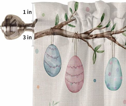 ستائر أرنب بيضة عيد الفصح لنوافذ المطبخ، ستائر ستائرية لغرفة المعيشة، زهور الربيع، قضيب أرنب، جيب نافذة، معالجة نافذة حمراء لغرفة نوم الحمام، 54 × 18 بوصة، قابلة للغسل in Kuwait
