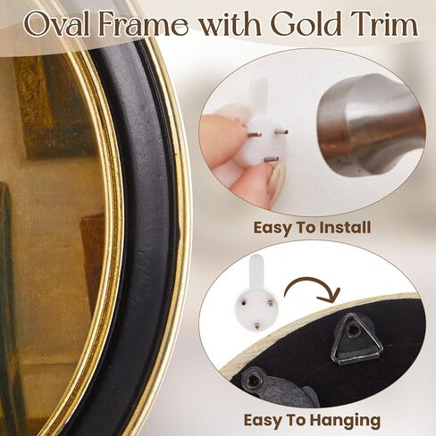 Novabright 3 Pack 5x7 Inch Vintage Picture Gold Oval Frame Set, Elegant Antique Photo Frames with Glass Front, Photo Display for Wall Hanging or Tabletop, Gift Ideas, Multicolour in Kuwait