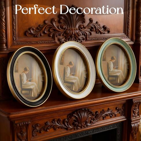Novabright 3 Pack 5x7 Inch Vintage Picture Gold Oval Frame Set, Elegant Antique Photo Frames with Glass Front, Photo Display for Wall Hanging or Tabletop, Gift Ideas, Multicolour in Kuwait