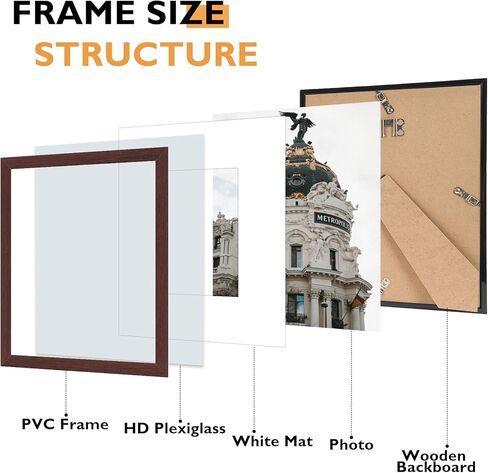 2 Packs 8x10 Picture Frame with 5x7 Mat Brown, Display 5x7 with Mat or 8x10 Without Mat, 8 by 10 Photo Frame, 8 x 10 Photo Frame for Wall Hanging and Tabletop Display, Brown in Saudi Arabia