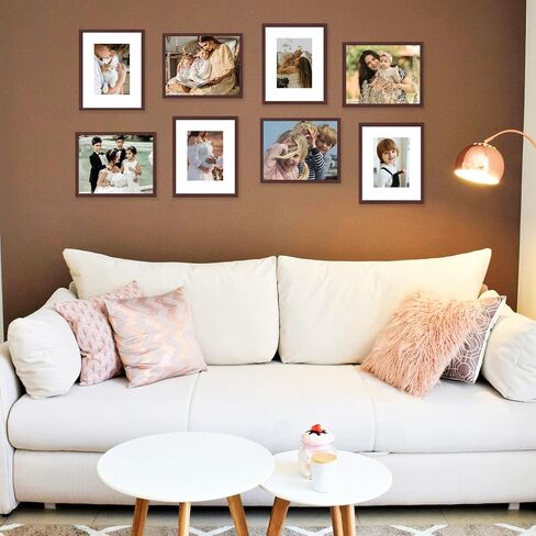 2 Packs 8x10 Picture Frame with 5x7 Mat Brown, Display 5x7 with Mat or 8x10 Without Mat, 8 by 10 Photo Frame, 8 x 10 Photo Frame for Wall Hanging and Tabletop Display, Brown in Saudi Arabia