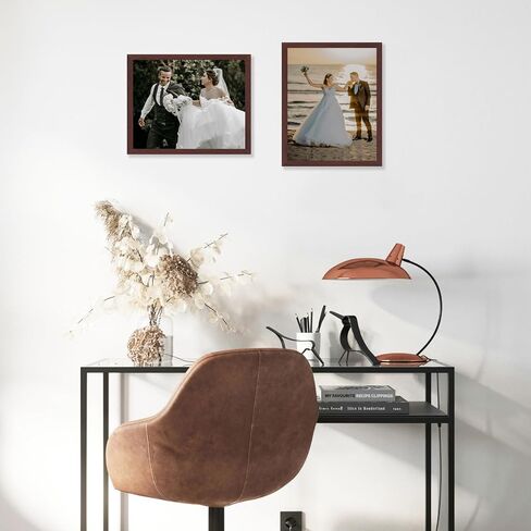 2 Packs 8x10 Picture Frame with 5x7 Mat Brown, Display 5x7 with Mat or 8x10 Without Mat, 8 by 10 Photo Frame, 8 x 10 Photo Frame for Wall Hanging and Tabletop Display, Brown in Saudi Arabia