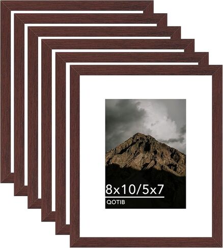 2 Packs 8x10 Picture Frame with 5x7 Mat Brown, Display 5x7 with Mat or 8x10 Without Mat, 8 by 10 Photo Frame, 8 x 10 Photo Frame for Wall Hanging and Tabletop Display, Brown in Saudi Arabia