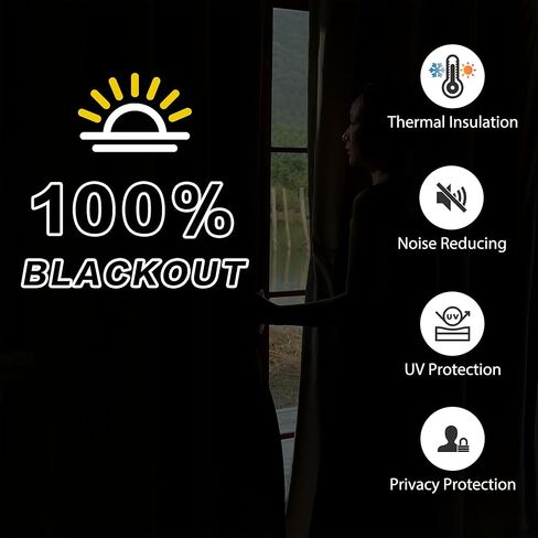 3-in-1 Winter Heavy Curtains-Thermal 100% Blackout Curtains for Bedroom Living Room with Grommet Design 1 Panel Black 50x80 Inch in Kuwait