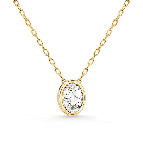 STORYJEWELLERY Cubic Zirconia Necklace, Rhinestone Necklace for Women, Gold Plated Pendant Necklaces, Bezel Solitaire Necklaces, Elegant Jewelry for Her in Saudi Arabia