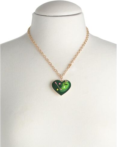 Betsey Johnson Golf Heart Pendant Necklace with Pearl Accent, Gold Tone Chain, 17 Inch with 2 Inch Extender in Saudi Arabia