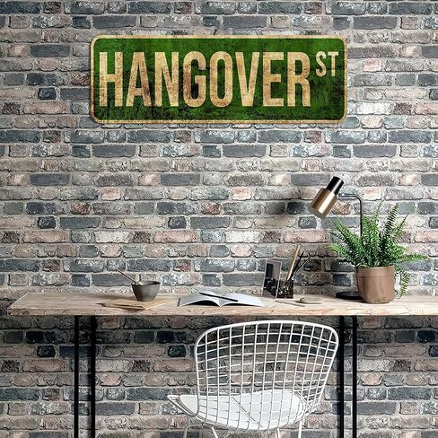 HK Studio Bar Sign Funny Street Sign - Hangover St Funny Bar Decor، علامات البار لجدار البار المنزلي in Saudi Arabia