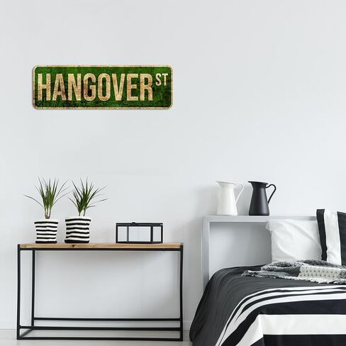 HK Studio Bar Sign Funny Street Sign - Hangover St Funny Bar Decor، علامات البار لجدار البار المنزلي in Saudi Arabia