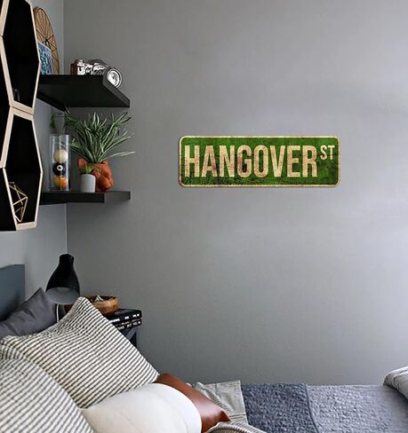 HK Studio Bar Sign Funny Street Sign - Hangover St Funny Bar Decor، علامات البار لجدار البار المنزلي in Saudi Arabia