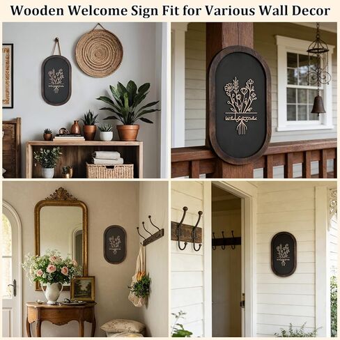 Welcome Sign for Front Porch, 3D Farmhouse Welcome Decor Rustic Wood Door Sign Distressed Home Wall Art with 3D Flower Patterns for Entryway Living Room Office Housewarming Decor in Kuwait
