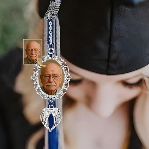 Custom Graduation Tassel with Memorial Photo Charm and Angel Wings, Personalized Tassel Keepsake for Grad Cap 2026, Meaningful Graduation Gift for Him or Her Design/3 in Kuwait