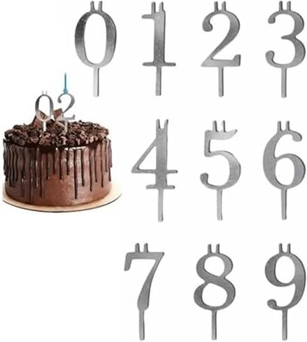 Reusable Metal Birthday Candle Holders, Number Candle Holder Set with Numbers 0-9 (Each 1 Pc), Aluminum Numbered Birthday Cake Candle Holders for Birthday Party Decorations. in Kuwait