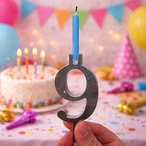 Reusable Metal Birthday Candle Holders, Number Candle Holder Set with Numbers 0-9 (Each 1 Pc), Aluminum Numbered Birthday Cake Candle Holders for Birthday Party Decorations. in Kuwait