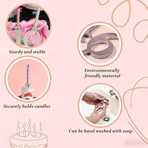 Reusable Metal Birthday Candle Holders, Number Candle Holder Set with Numbers 0-9 (Each 1 Pc), Aluminum Numbered Birthday Cake Candle Holders for Birthday Party Decorations. in Kuwait