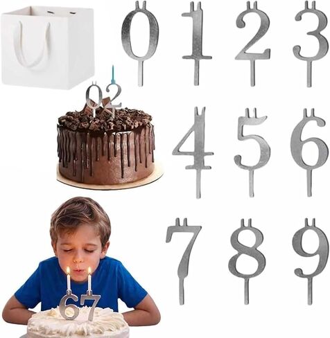 Reusable Metal Birthday Candle Holders, Number Candle Holder Set with Numbers 0-9 (Each 1 Pc), Aluminum Numbered Birthday Cake Candle Holders for Birthday Party Decorations. in Kuwait