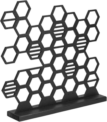 حامل أقراط على شكل قرص العسل قطعة واحدة - منظم أقراط متعدد الوظائف وحامل عرض مجوهرات للأقراط وأزرار الأذن والخطافات، تخزين سطح المكتب متين وأنيق (أسود) in Kuwait