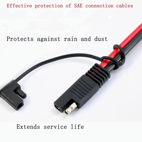2FT 18AWG Extension Cable ，SAE to O Ring Terminal Harness with 15A Fuse, 2-Pin Quick Disconnect Plug, for Motorcycle, Car Battery Charger/Maintainer (12V, 60CM) in Kuwait