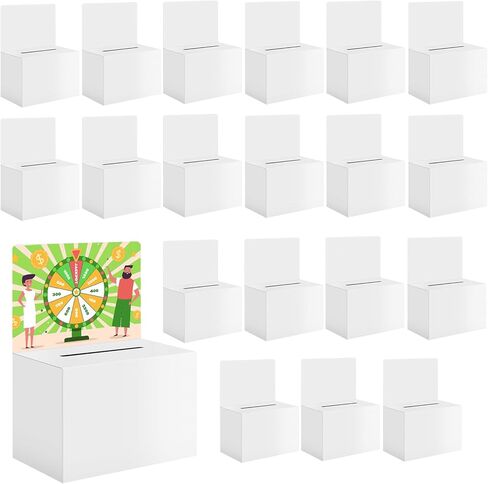 24 Pack White Cardboard Ballot Box with Slot 6.5x4.5x4.5 Inch Raffle Boxes with Removable Header Suggestion Boxes Donation Box for Fundraising Ticket Boxes for Collecting Card Voting Contest in Kuwait