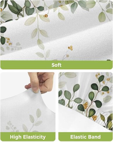 Sage Green Eucalyptus Leaves Bar Stool Covers Set of 4, Spring Botanical Floral Stretch Washable Bar Chair Covers with Backs, Removable Pub Counter Height Chair Cover for Kitchen Dining Room Cafe in Saudi Arabia