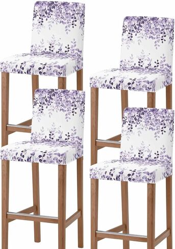 Sage Green Eucalyptus Leaves Bar Stool Covers Set of 4, Spring Botanical Floral Stretch Washable Bar Chair Covers with Backs, Removable Pub Counter Height Chair Cover for Kitchen Dining Room Cafe in Saudi Arabia