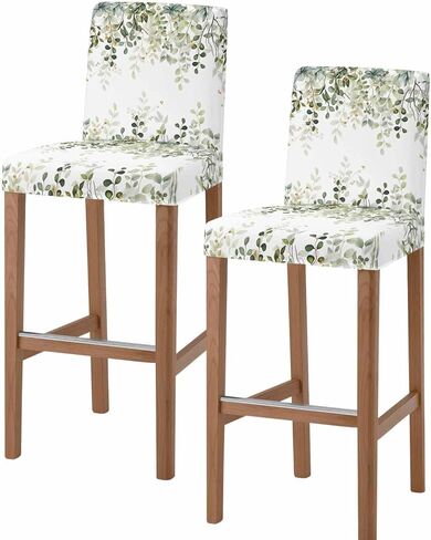 Sage Green Eucalyptus Leaves Bar Stool Covers Set of 4, Spring Botanical Floral Stretch Washable Bar Chair Covers with Backs, Removable Pub Counter Height Chair Cover for Kitchen Dining Room Cafe in Saudi Arabia