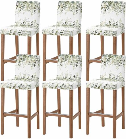 Sage Green Eucalyptus Leaves Bar Stool Covers Set of 4, Spring Botanical Floral Stretch Washable Bar Chair Covers with Backs, Removable Pub Counter Height Chair Cover for Kitchen Dining Room Cafe in Saudi Arabia