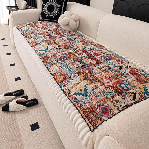 vctops Boho Jacquard Couch Cover for Dogs Washable, Soft Thick Pet Couch Covers for 3 Cushion Sofa Pet Friendly Dog Mat, Non Slip Sofa Cover (Pattern C,28"x70") in Saudi Arabia