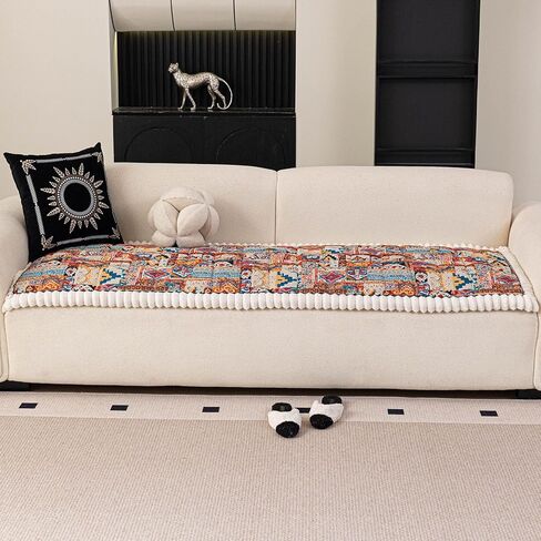 vctops Boho Jacquard Couch Cover for Dogs Washable, Soft Thick Pet Couch Covers for 3 Cushion Sofa Pet Friendly Dog Mat, Non Slip Sofa Cover (Pattern C,28"x70") in Saudi Arabia