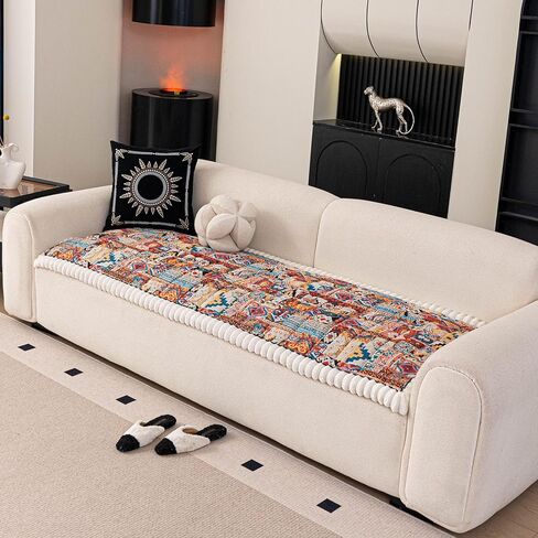 vctops Boho Jacquard Couch Cover for Dogs Washable, Soft Thick Pet Couch Covers for 3 Cushion Sofa Pet Friendly Dog Mat, Non Slip Sofa Cover (Pattern C,28"x70") in Saudi Arabia