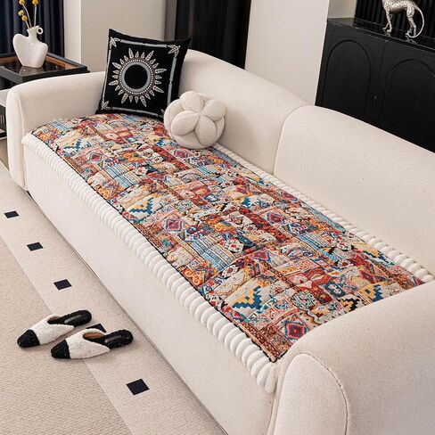 vctops Boho Jacquard Couch Cover for Dogs Washable, Soft Thick Pet Couch Covers for 3 Cushion Sofa Pet Friendly Dog Mat, Non Slip Sofa Cover (Pattern C,28"x70") in Saudi Arabia