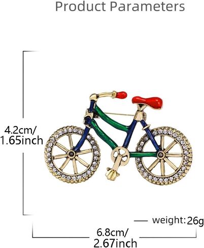 Rhinestone Bicycle Brooch for Women Gold Plated Red Green Enamel CZ Bike Cycle Statement Brooches Lapel Pin Cute Dress Accessories Christmas Holiday Anniversary Jewelry Gift in Saudi Arabia