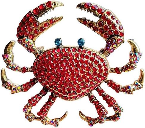 Rhinestone Crab Brooch Pin for Women Girls Fashion Crystal Animal Brooches Lapel Pins Shiny Holiday Vacation Christmas Gift for Theme Party in Kuwait