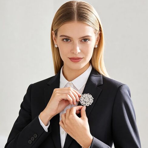 الكريستال حجر الراين بروش للنساء، الفضة حجر الراين بروش دبابيس الملتوية بتلات زهرة دبابيس المجوهرات دبابيس الصدار دبابيس للنساء الزفاف باقة الزفاف هدية in Kuwait