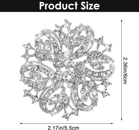 الكريستال حجر الراين بروش للنساء، الفضة حجر الراين بروش دبابيس الملتوية بتلات زهرة دبابيس المجوهرات دبابيس الصدار دبابيس للنساء الزفاف باقة الزفاف هدية in Kuwait