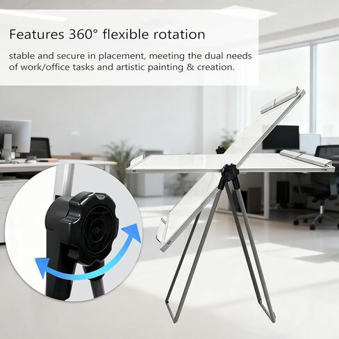 لوحة بيضاء مزدوجة الجوانب من كيزبي مع حامل - 36 بوصة × 24 بوصة حامل مغناطيسي قابل للحمل سبورة بيضاء على شكل حرف U ارتفاع قابل للتعديل ودوران 360 درجة لوحة مسح جافة للمكتب المنزلي والفصول الدراسية in Kuwait