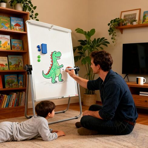 لوحة بيضاء مزدوجة الجوانب من كيزبي مع حامل - 36 بوصة × 24 بوصة حامل مغناطيسي قابل للحمل سبورة بيضاء على شكل حرف U ارتفاع قابل للتعديل ودوران 360 درجة لوحة مسح جافة للمكتب المنزلي والفصول الدراسية in Kuwait