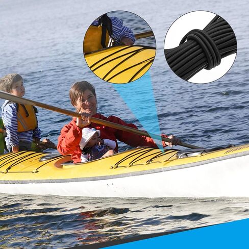 9/32" x 10' Bungee Shock Cord, 7mm Thick Kayak Stretch String Rope Heavy Elastic Rope Marine Tie-Down Strap for Kayaking Boating Camping, Black in Saudi Arabia