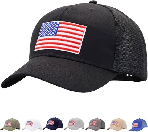 Mens USA Flag Mesh Hat Fits OSFM&XXL Head | Snapback Trucker Hats | 250th Anniversary Patriotic Veterans Memorial Day Gifts in Saudi Arabia