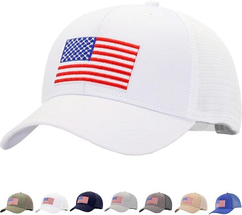 Mens USA Flag Mesh Hat Fits OSFM&XXL Head | Snapback Trucker Hats | 250th Anniversary Patriotic Veterans Memorial Day Gifts in Saudi Arabia