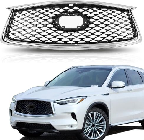 PartsFlow For 2019-2023 Infiniti QX50 Sport Utility Front Upper Grille Grill Black Shell With Chrome W/Camera Hole in Saudi Arabia