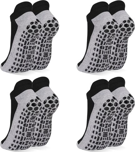 Non Slip Socks for Men 4 Pairs, Yoga Pilates Socks with Grippers Size 6-11.5, Anti Slip sock for Hospital Elderly in Kuwait