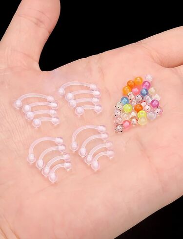 مجموعة مجوهرات ومثبتات ثقب الحواجب الشفافة 16 جرام - سيليكون مرن، لابريت عمودي، حلقات لسان عيون الثعبان/عيون الضفدع للرجال والنساء - مقاسات 6 مم 2 مم للعمل الجراحي والارتداء اليومي in Kuwait