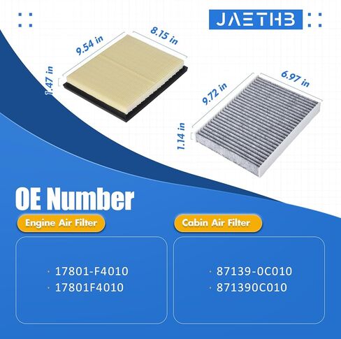 Engine & Cabin Air Filter Kit for Toyota 3.4L V6 Tundra 2022 2023 2024 2025 & Sequoia 2023-2025; Replace: 17801-F4010 871390-C010 in Kuwait