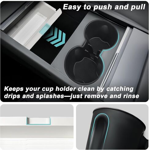 BestEvMod 5PCS منظم وحدة التحكم المركزية متوافق مع 2026 2025 Tesla New Model Y Juniper Accessories ABS Slide بسلاسة حامل الكأس إدراج شاحن لاسلكي حصيرة سيليكون (أبيض) غير مناسب للمعايير in Saudi Arabia