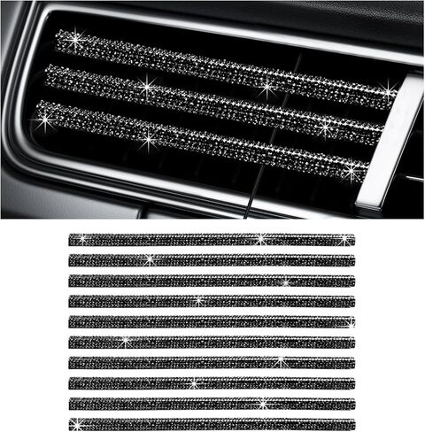 Bling Car Vent Outlet Trim, Rhinestone Shiny Auto Air Conditioner Decorative Strip, Waterproof Bendable Diamond Seal Strip Line Car Decor for Straight Air Conditioning Outlet (Red) in Kuwait